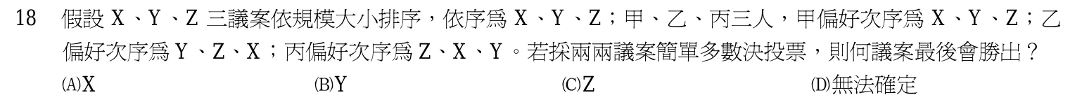102 年 初等考試 財政學大意 第 18 題附圖