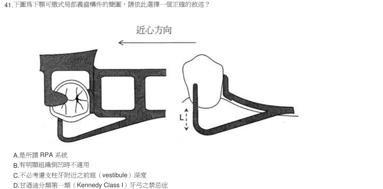 102 年第一次 牙醫學(五) 第 41 題附圖