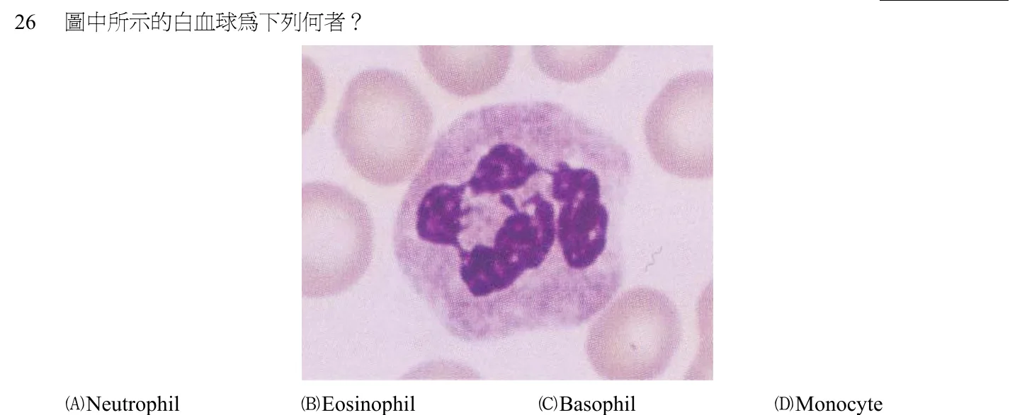 102 年第一次 臨床血液學與血庫學 第 26 題附圖