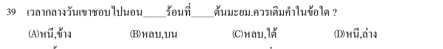 102 年 導遊人員 外國語(泰語) 第 39 題附圖