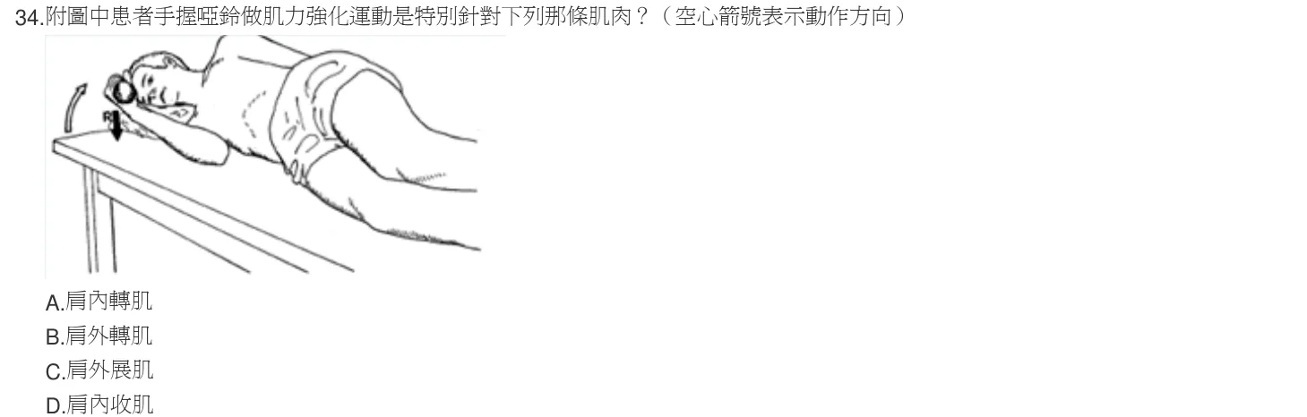 102 年第二次 骨科疾病物理治療學 第 34 題附圖