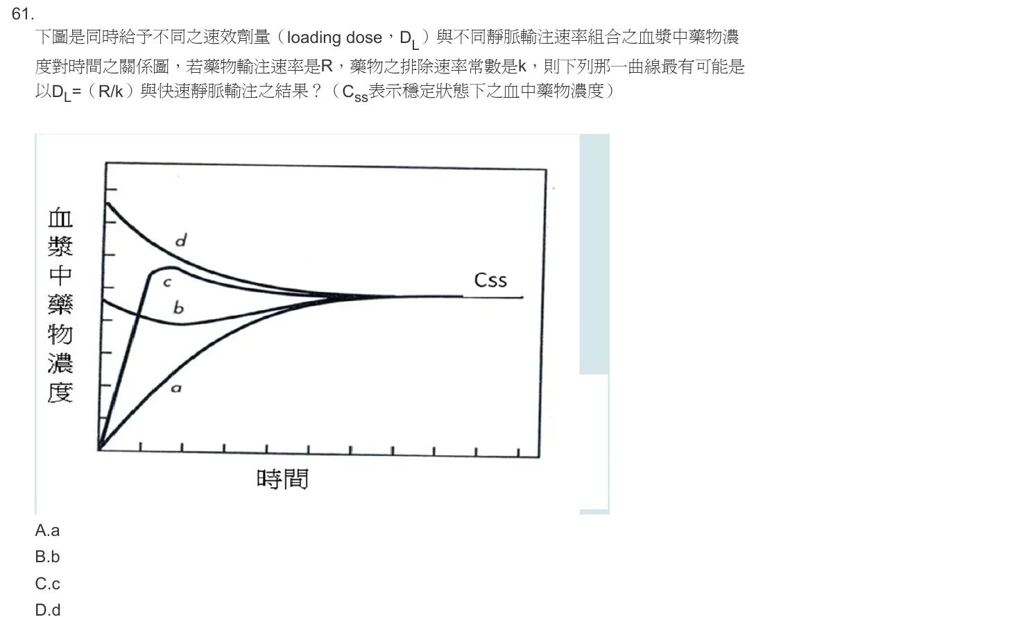 102 年第二次 藥學(三) 第 61 題附圖