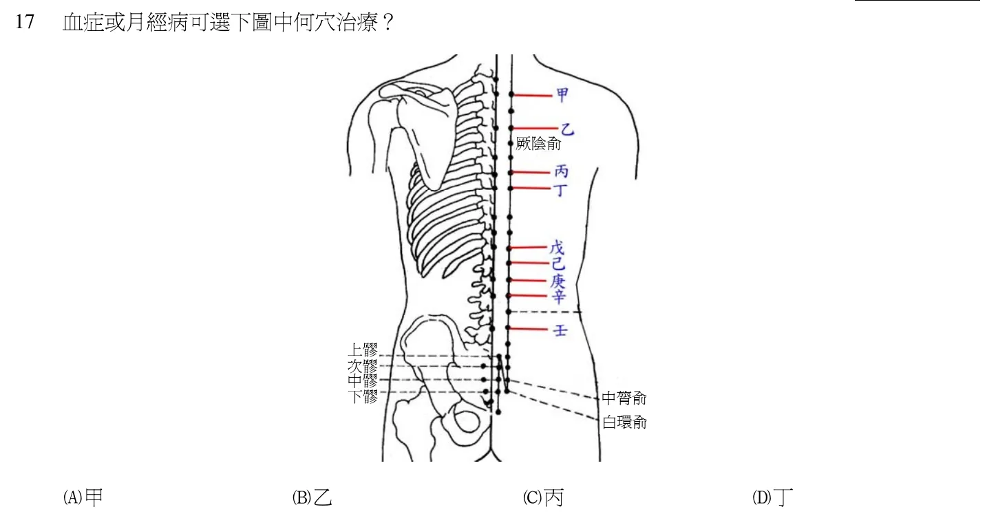 102 年第二次 中醫臨床醫學(四) 第 17 題附圖