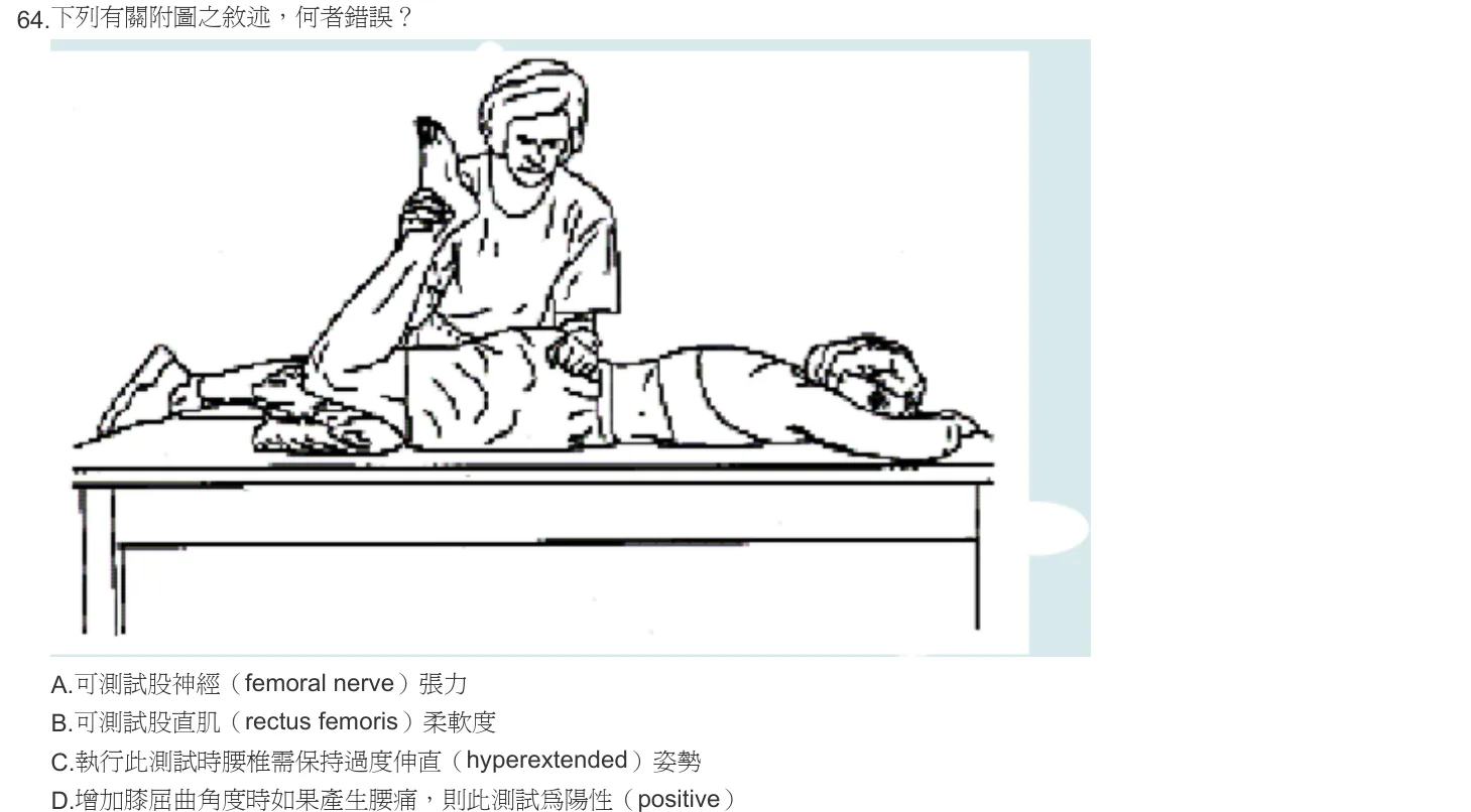 103 年第一次 物理治療技術學 第 64 題附圖