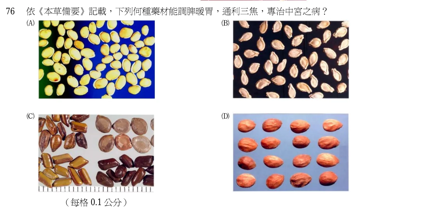 103 年第一次 中醫基礎醫學（二） 第 76 題附圖