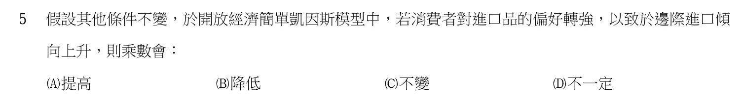 103 年 高考三級 經濟學 第 5 題附圖