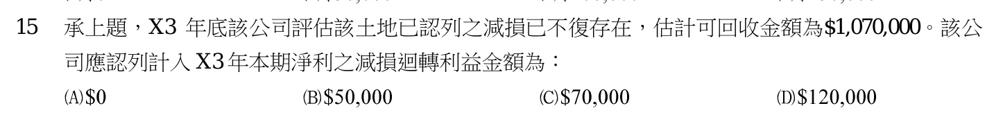 103 年 高考三級 會計學 第 15 題附圖