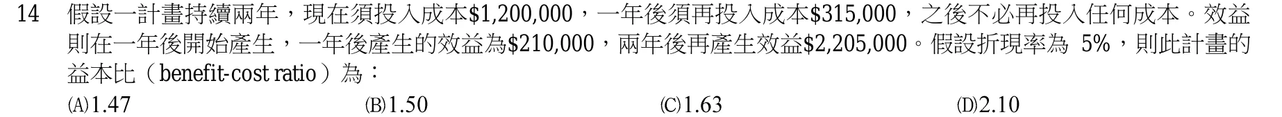 103 年 高考三級 經濟學概論與財政學概論 第 14 題附圖