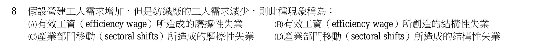103 年 高考三級 經濟學概論與財政學概論 第 8 題附圖
