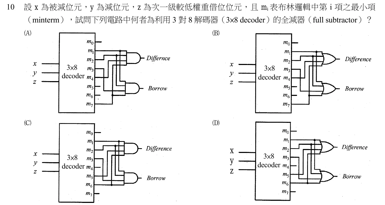 103 年 普通考試 計算機概要(工業行政組) 第 10 題附圖