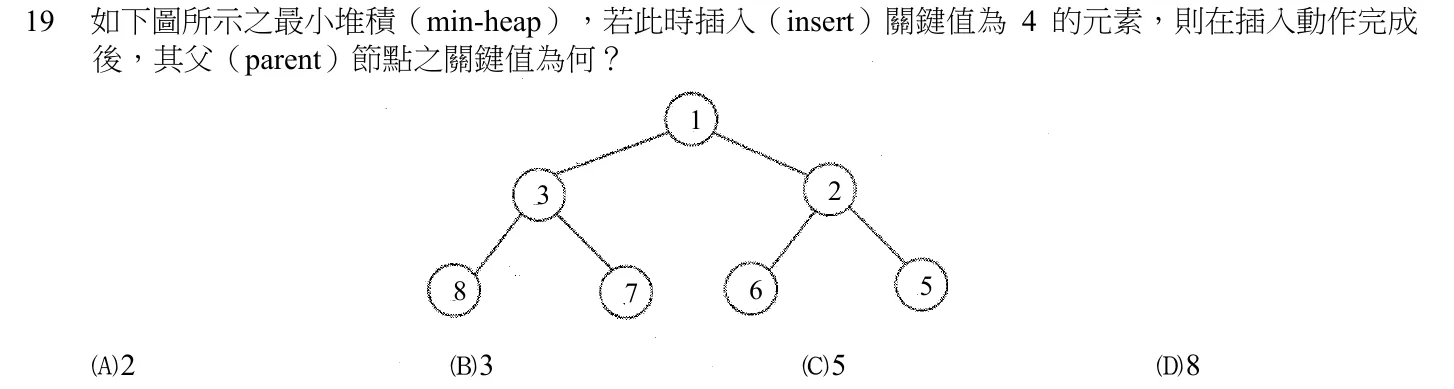 103 年 普通考試 計算機概要(工業行政組) 第 19 題附圖