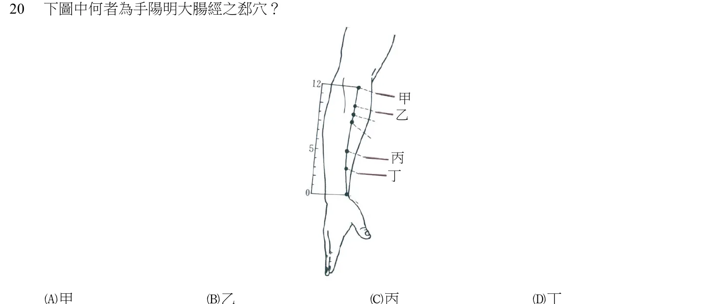 103 年第二次 中醫臨床醫學(四) 第 20 題附圖