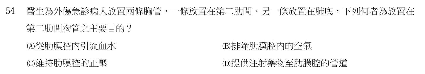 103 年第二次 內外科護理學 第 54 題附圖