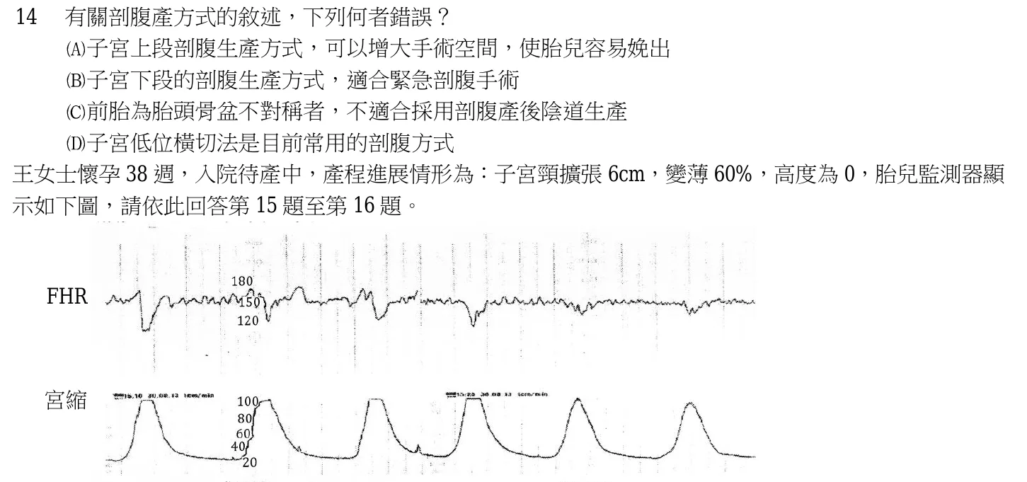 103 年第二次 產兒科護理學 第 14 題附圖
