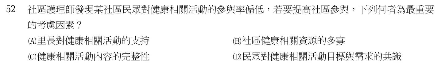 103 年第二次 精神科與社區衛生護理學 第 52 題附圖