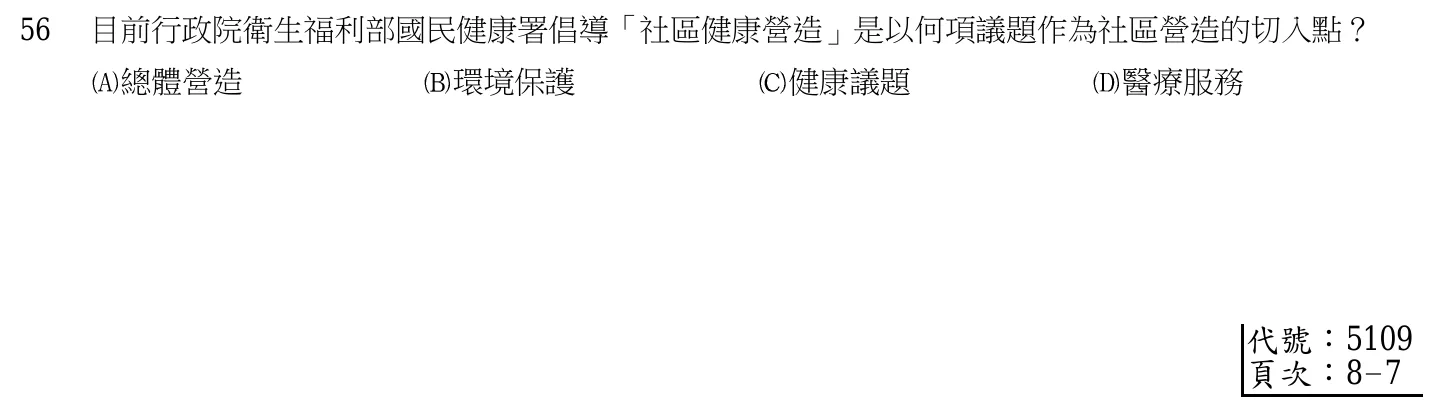 103 年第二次 精神科與社區衛生護理學 第 56 題附圖