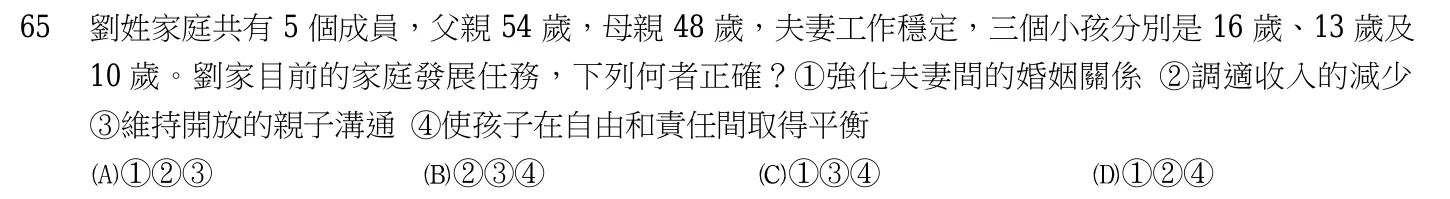 103 年第二次 精神科與社區衛生護理學 第 65 題附圖
