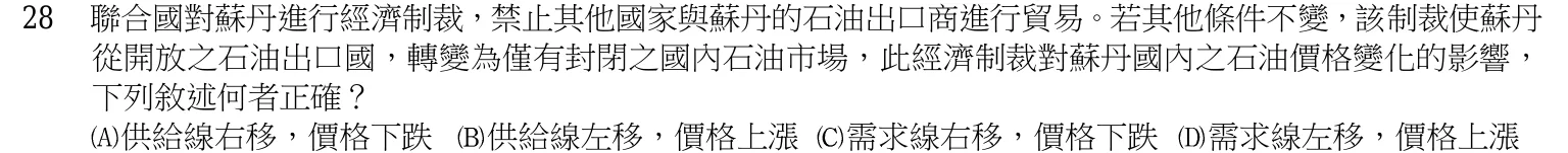 103 年 五等 公民與英文(一般民政組) 第 28 題附圖