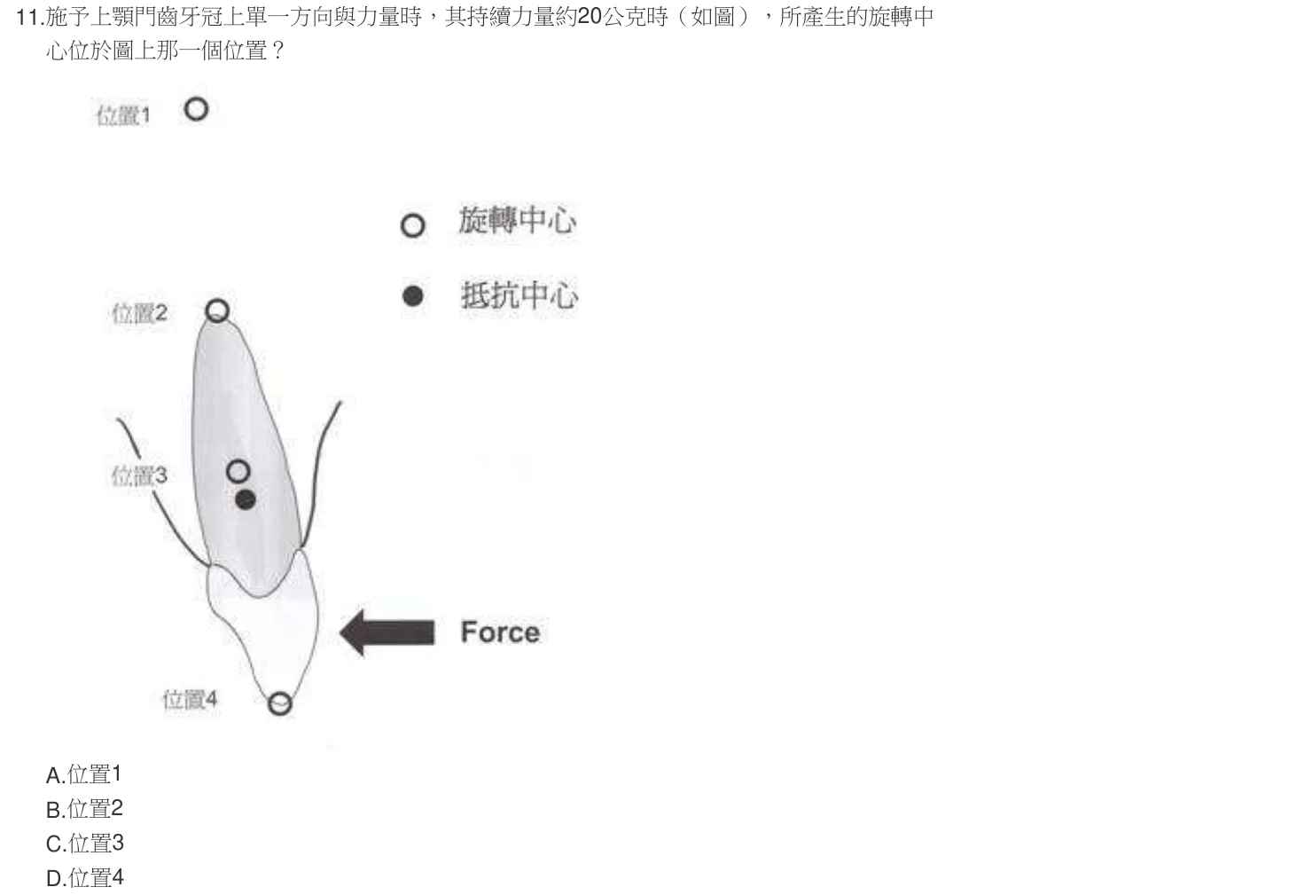 104 年第一次 牙醫學（六） 第 11 題附圖