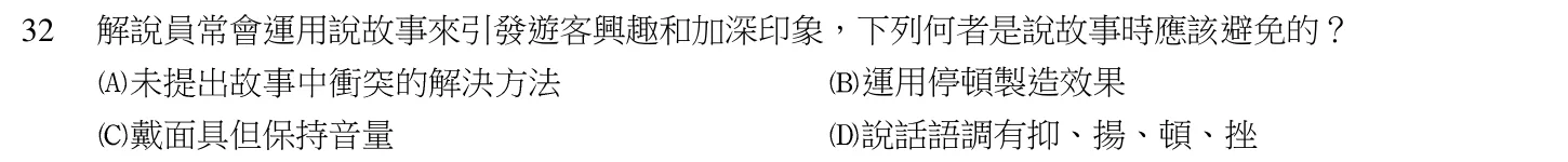 104 年 導遊人員 導遊實務(一) 第 32 題附圖