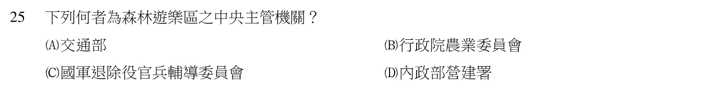 104 年 導遊人員 導遊實務(二)(華語組) 第 25 題附圖
