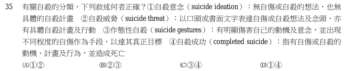 105 年第一次 精神科與社區衛生護理學 第 35 題附圖