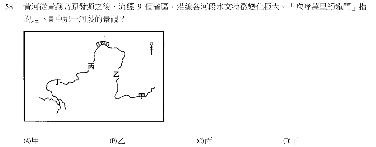 105 年 領隊人員 觀光資源概要(華語組) 第 58 題附圖