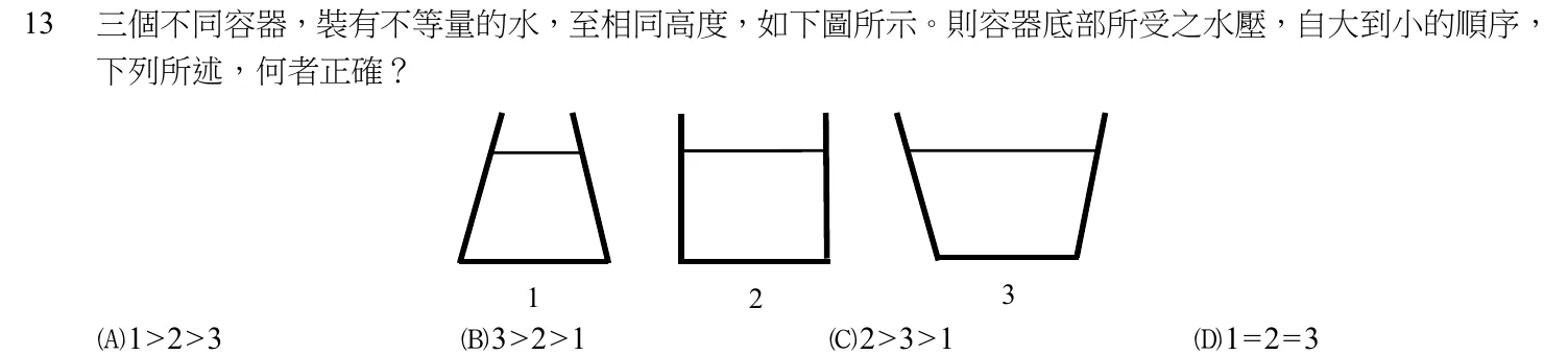105 年 四等考試 普通物理學概要與普通化學概要 第 13 題附圖