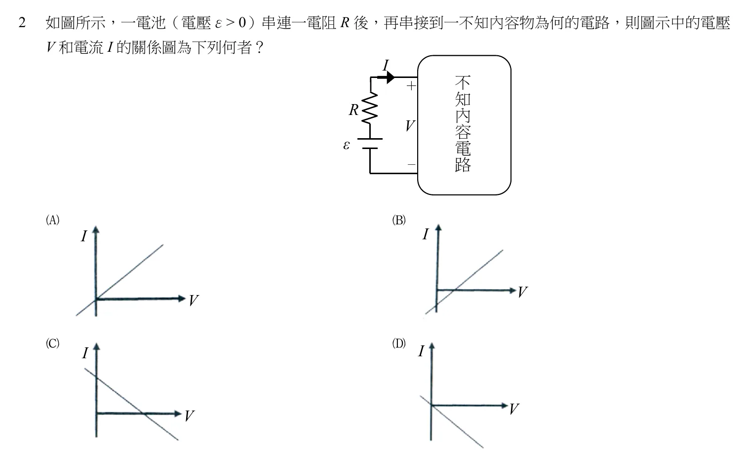 106 年 四等考試 普通物理學概要與普通化學概要 第 2 題附圖