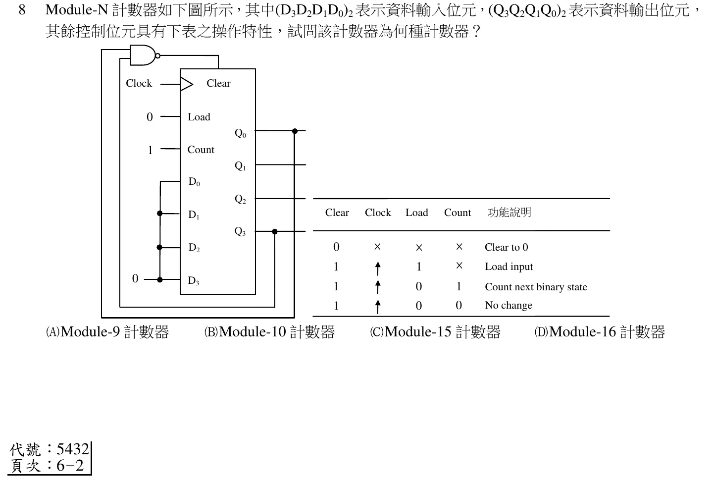 106 年 四等 計算機概要(電子工程組) 第 8 題附圖