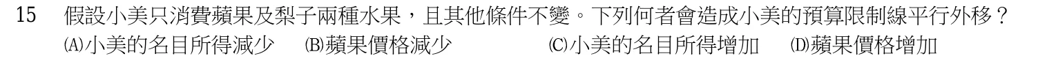 106 年 五等 經濟學大意 第 15 題附圖