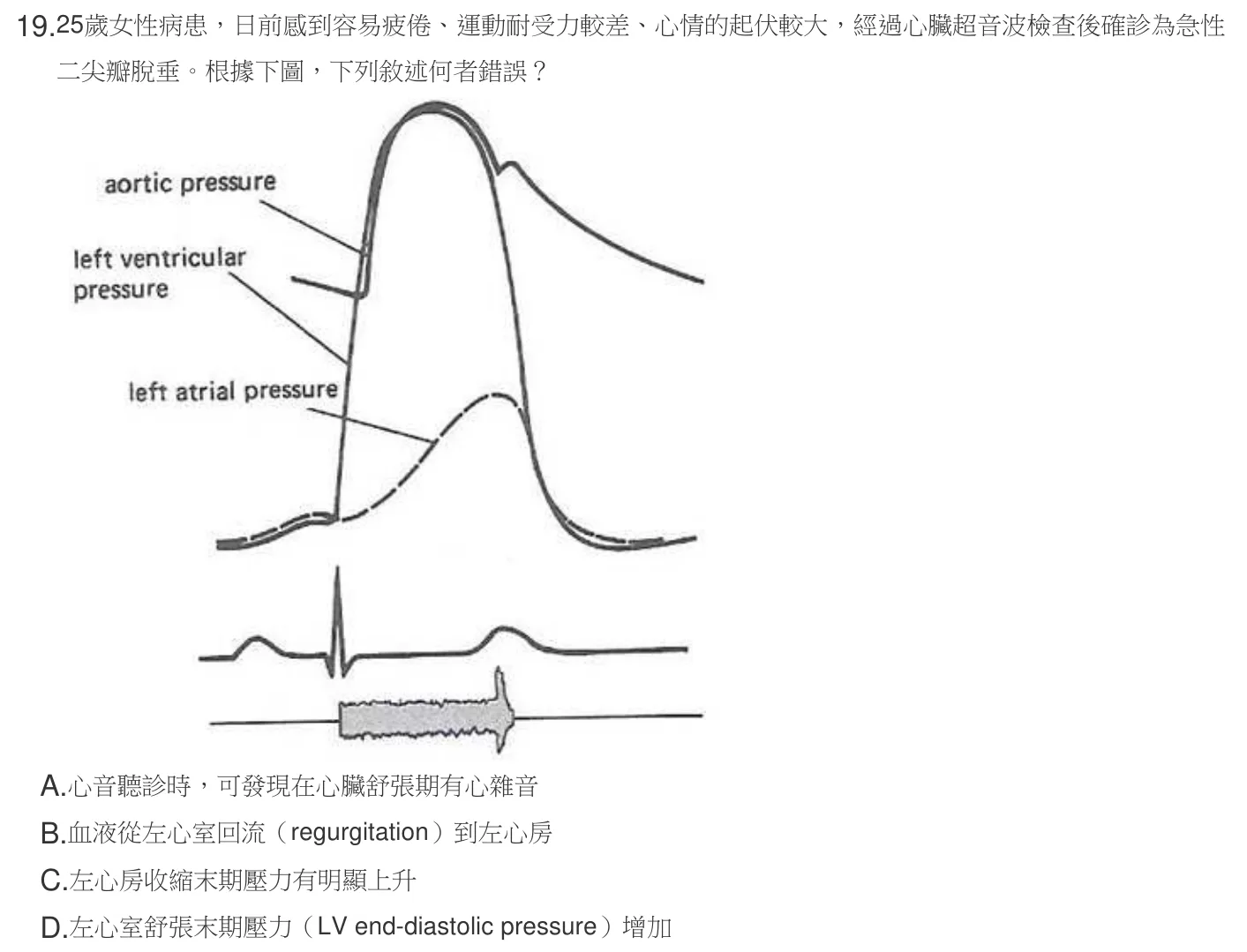 107 年第二次 心肺疾病與小兒疾病物理治療學 第 19 題附圖