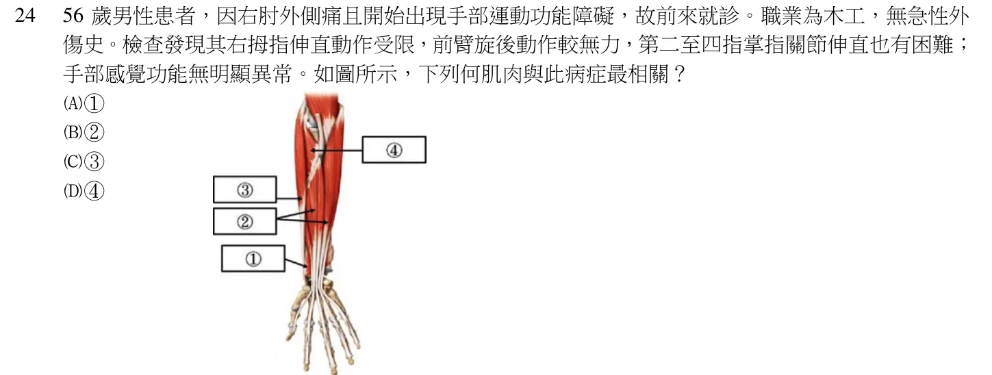 107 年第二次 中醫臨床醫學（三） 第 24 題附圖