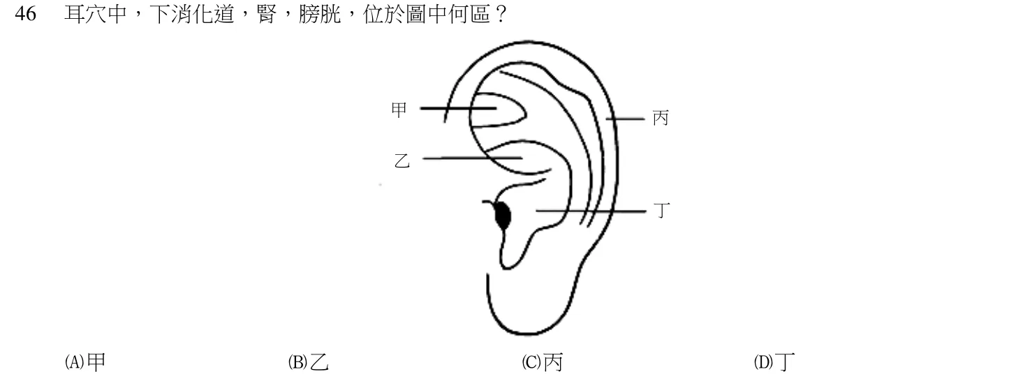 108 年第一次 中醫臨床醫學(四) 第 46 題附圖