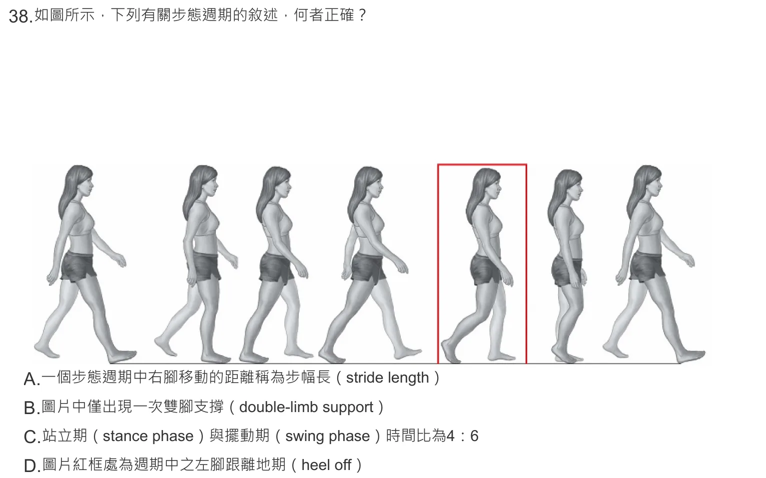 108 年第一次 職能治療技術學 第 38 題附圖
