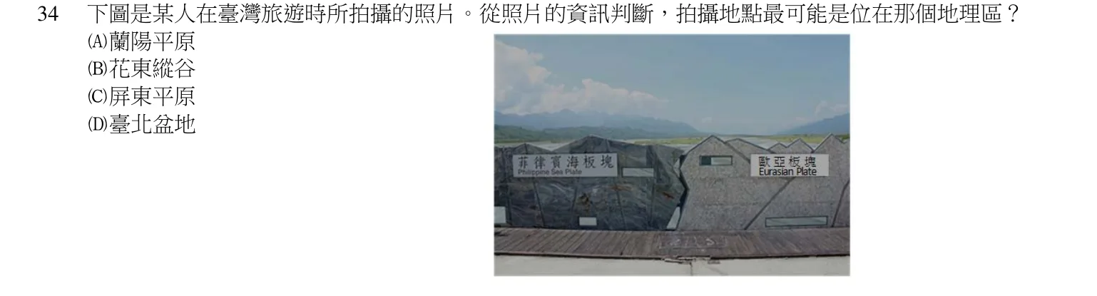 108 年 導遊人員 觀光資源概要 第 34 題附圖