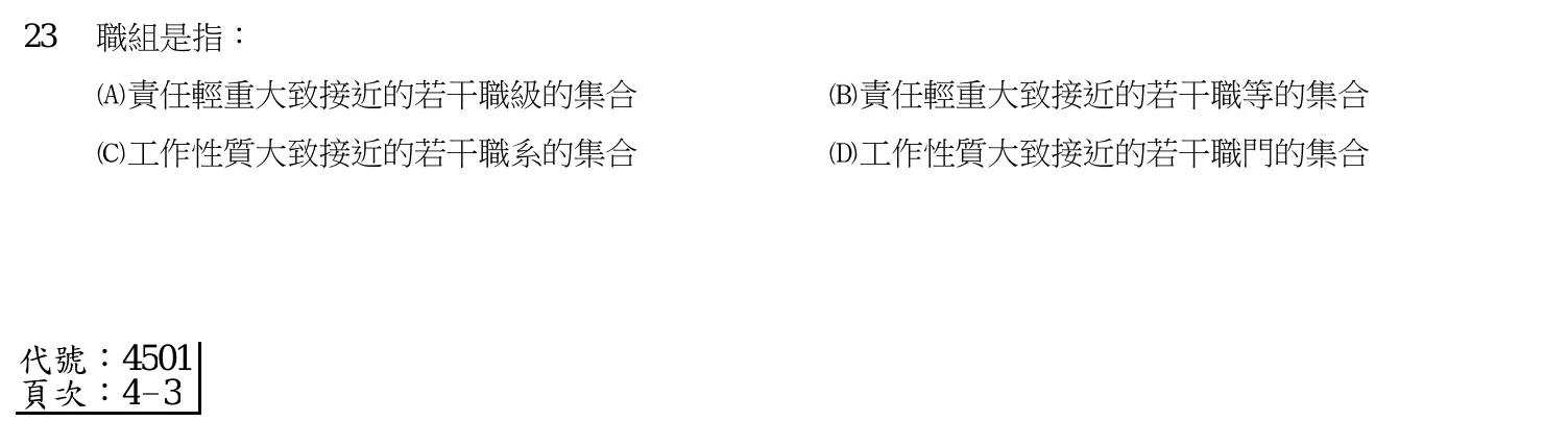 108 年 五等 行政學大意 第 23 題附圖