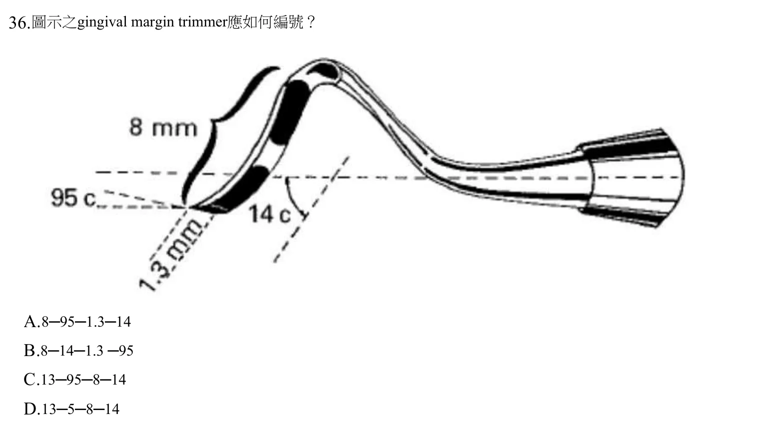 109 年第一次 牙醫學（三） 第 36 題附圖