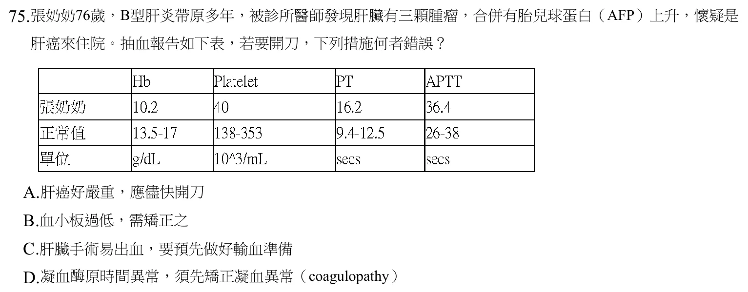 109 年第一次 物理治療學概論 第 75 題附圖