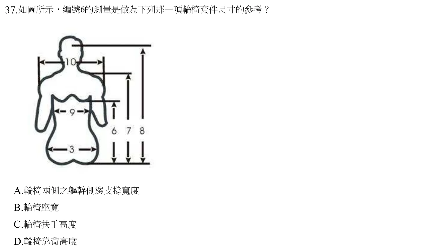 109 年第一次 生理障礙職能治療學 第 37 題附圖