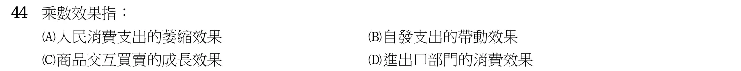 109 年 五等 經濟學大意 第 44 題附圖