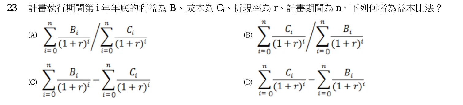 110 年 初等考試 財政學大意 第 23 題附圖
