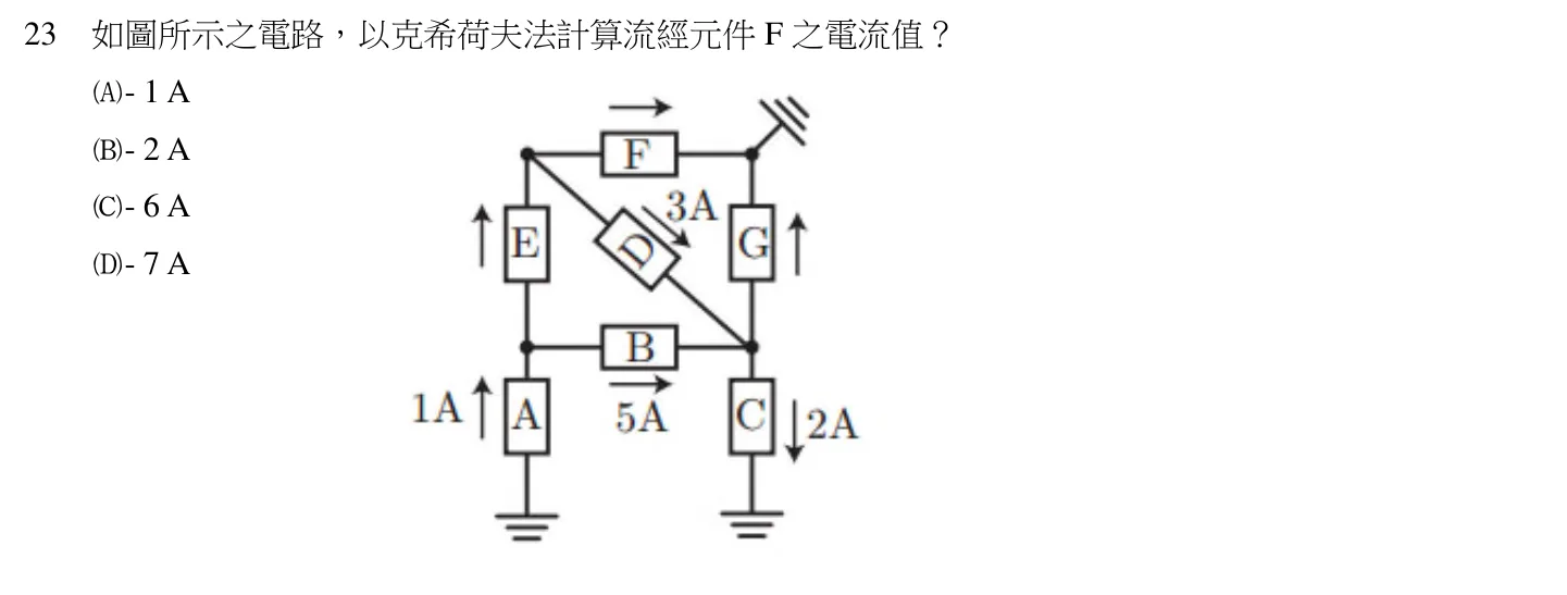110 年 五等 基本電學大意 第 23 題附圖