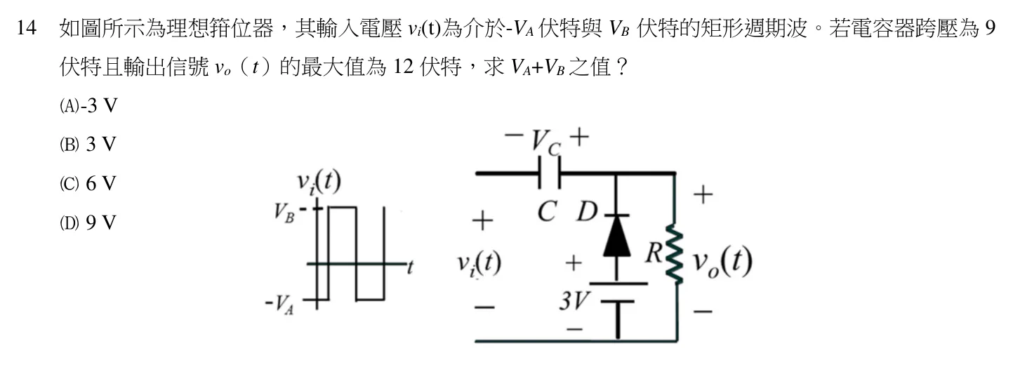 110 年 五等 電子學大意 第 14 題附圖