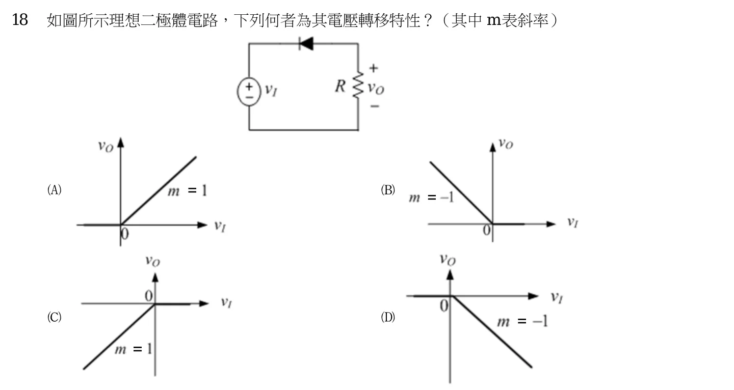 111 年 初等考試 電子學大意 第 18 題附圖