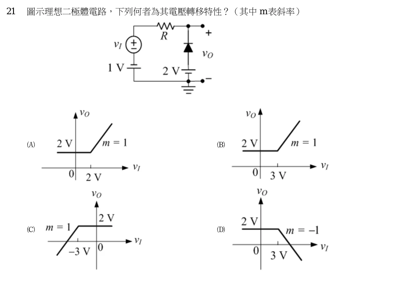 111 年 初等考試 電子學大意 第 21 題附圖
