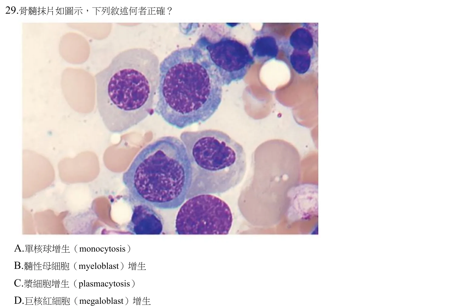 111 年第一次 臨床血液學與血庫學 第 29 題附圖