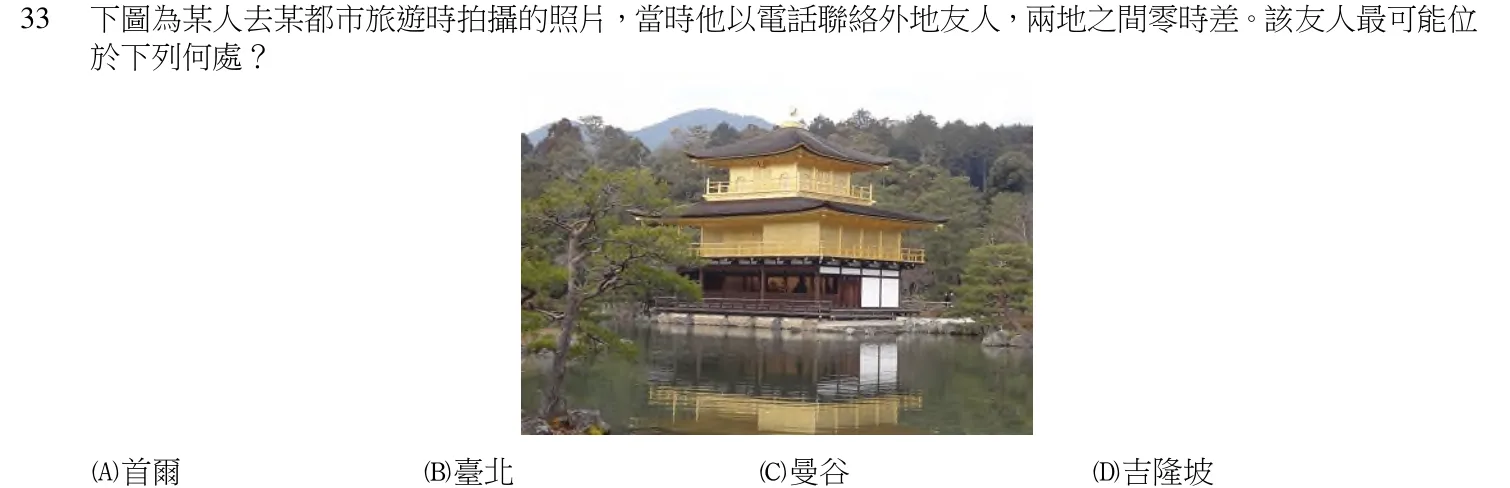 111 年 領隊人員 觀光資源概要(外語組) 第 33 題附圖