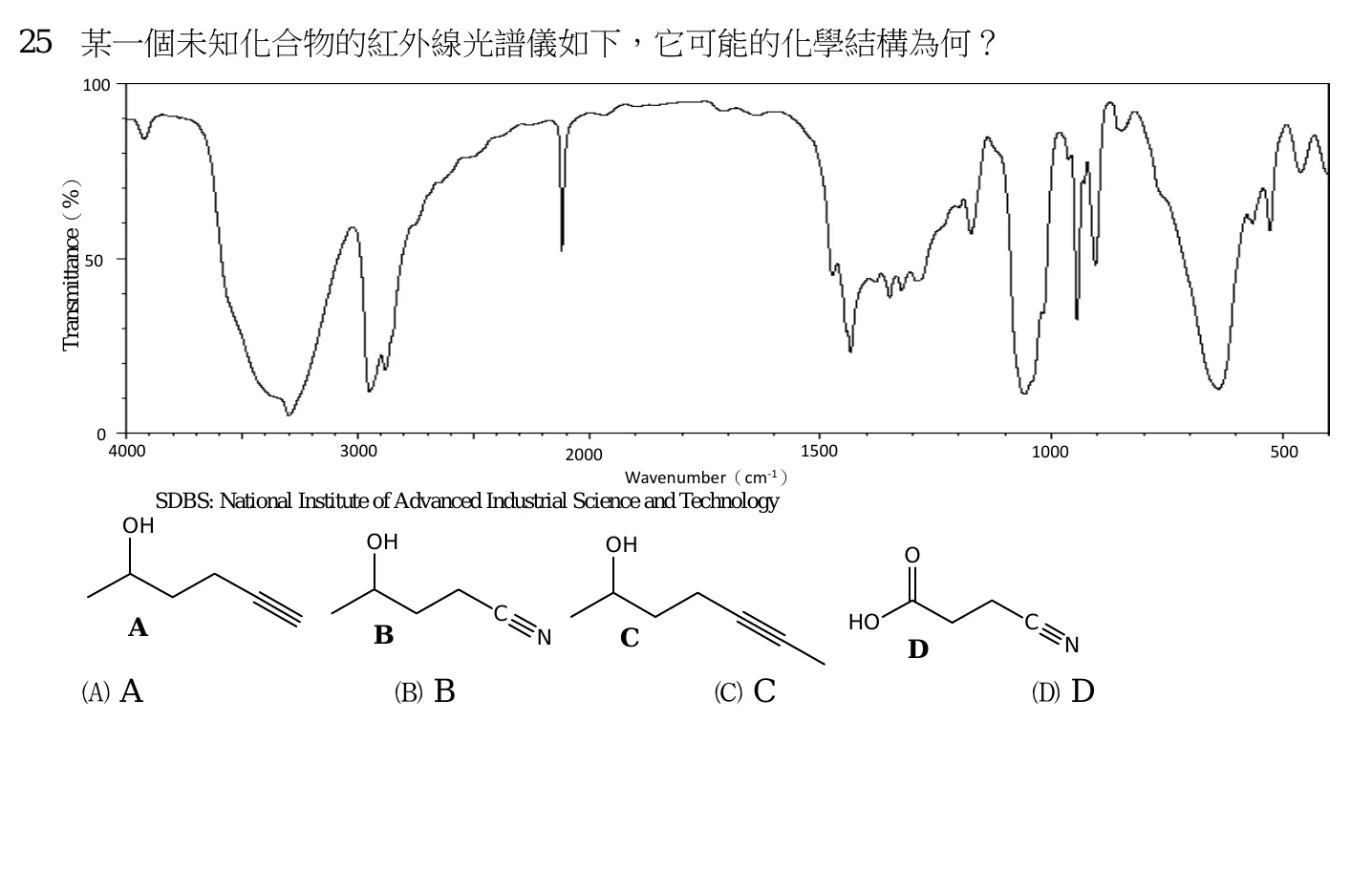 111 年 普通考試 有機化學概要 第 25 題附圖