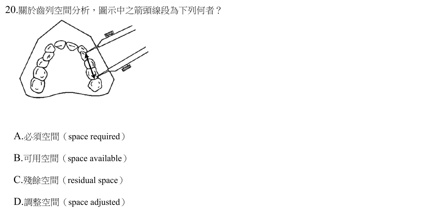 111 年第二次 牙醫學（六） 第 20 題附圖